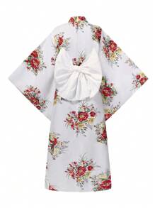 Irokai 喇叭袖花卉印花和服 - 彩色 - 查看 2