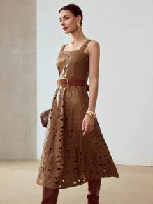 MOTF PREMIUM PU皮革拉链连衣裙