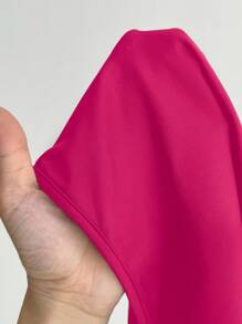 Maweii 2 Stücke Sexy Crop Top in Große Größen mit Quasten-Detail und Oberschenkel-Ausschnitt Design - Heißes Pink - Übersicht 6