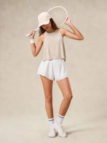 OutZeal Gym Wear Women Sports Tanks Pilates Outfit Gym Top Cool Touch Silky Soft Flowy Hem - Apricot - View 4