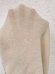 SHEIN PETITE Women's Casual Crew Neck Distressed Knit Top Knitted Sweater