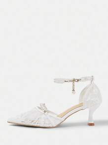 CUCCOO HITCHD 女士尖头复古刺绣露跟高跟鞋 - 白色 - 查看 8
