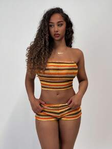 Amplova Women Two Pieces Outfits For Daily Wear - Orange - View 2
