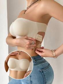 Women's Wireless & Strapless Bra, Removable Pads For Everyday Wear - Apricot - View 5