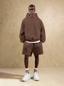 SUMWON 男士连帽衫，复古宽松圆领卫衣 - 时尚棕色，休闲场合完美之选，度假必备，奢华品牌，适合夏季和秋季穿搭 - 棕色 - 查看 3