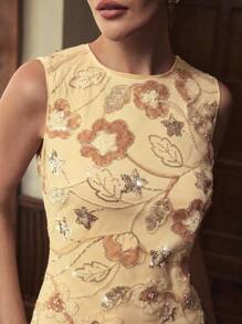 ZEYLAH CONTRAST SEQUIN BIAS CUT DRESS - Pink - View 1