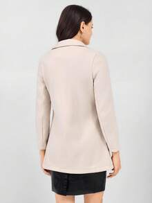 Miaspire Veste de travail décontractée minimaliste à col V à manches longues pour femmes, automne/hiver - Nude - Voir 2
