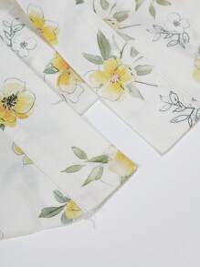 Irokai Floral Print Batwing Sleeve Loose Kimono Jacket And Spaghetti Strap Dress Set(Without Obi & Fan) Yukata - Yellow - View 6