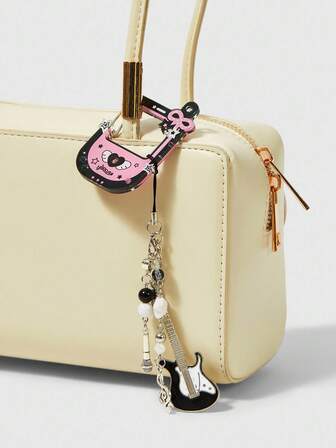 Kawaii 1pc Y2K Style Acrylic Star Guitar Instrument Pendant, Cute Stylized Phone Charm Accessory