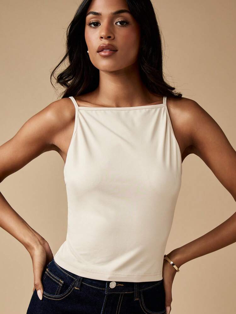 MISSGUIDED High Neck Fitted Cami Top With Adjustable Straps