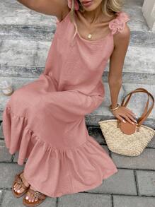 Serisse Women's Casual Sleeveless Ruffle Hem Loose Dress Thanks Giving Pink Summer Casual Pink - Pink - View 6