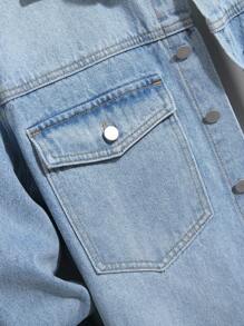 Manfinity Homme 秋季大码男士长袖单排扣口袋休闲牛仔夹克