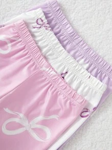 3pcs Young Girl Bunny & Ditsy Floral Long Sleeve Top And Legging Snug Fit Pajama Set - Multicolor - View 5