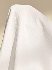 Almamuse All White Split Textured Stand Collar Casual Dress With Cap Sleeves, Spring/Summer Maxi Dress With Pockets - White - View 7