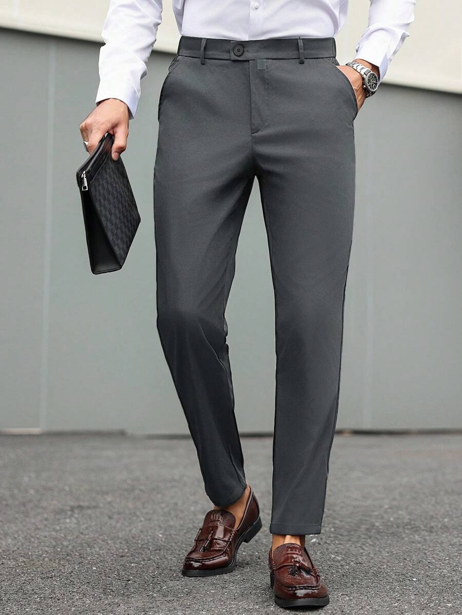 Calvornis Pantalones de traje sólidos para hombres, adecuados para ir al trabajo, tiempo libre y viajes de negocios, apropiados para las vacaciones de Año Nuevo, regalo para el novio