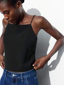 Maija 2025新款可调节系带蝴蝶结背心，优雅派对、办公、通勤皆宜，春夏秋冬百搭。 - 黑色 - 查看 4