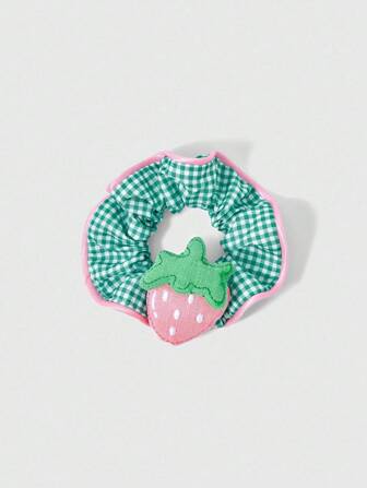Kawaii Casual Cute Strawberry Colorful Plaid Scrunchie Hair Ties