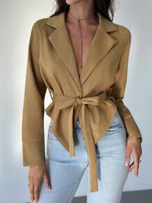 Firerie Bộ vest da lộn kaki mùa thu cho nữ/Áo khoác da lộn/Phụ nữ mùa thu/Phụ nữ trở lại trường/Biểu diễn nhạc đồng quê/Phụ nữ thường ngày trong công sở/Trang phục công sở/Giáo viên/Phụ nữ phong cách quý tộc/Mùa đông - Màu nâu  Mocha - Xem 8
