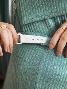 BloomMama 3pcs Maternity Sleepwear Set: Nursing-Friendly Camisole Top & Pants + Lace Splice Long Sleeve Outerwear  Cozy And Elegant Details, Clothes, Fall & Winter - Green - View 5