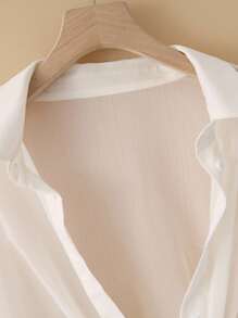 INAWLY 全新休闲蝴蝶和服短款雪纺披肩，女士纯色衬衫 - 杏色 - 查看 4