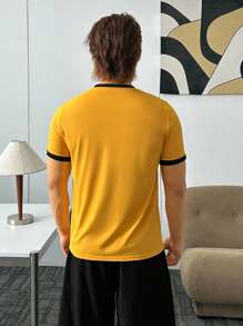 ESTAVOR Men's Casual Knit Printed Crew Neck T-Shirt, Suitable For Summer - Yellow - View 5