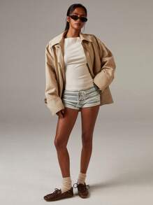 Athîral Women's Stripe Jersey Hot Shorts,Fall Women Clothes,Back To School,Tights