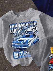 SHEIN 3pcs/Set Teen Boys Casual Costume Tween Street Sporty Collegiate Print Graphic Round Neck Short Sleeve T-Shirts Outfit, Multi Color, Spring/Summer/Autumn - Multicolor - View 5