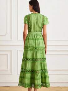 Aveloria Rosie 夏季新款盖袖蕾丝拼接百搭优雅连衣裙