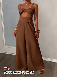 Slaydiva Quần dài ống rộng nữ chất liệu vải dệt họa tiết, kiểu dáng mới cho mùa xuân hè, thích hợp cho kỳ nghỉ, đám cưới, lễ hội âm nhạc, tiệc tùng, dạo phố, nghỉ mát biển, phong cách Bohemian. - Màu nâu Sô-cô-la - Xem 12