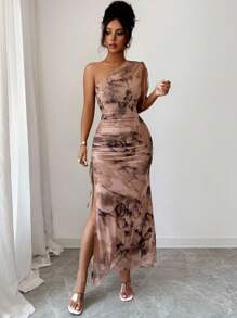 Rafferiza Đầm Maxi Không Tay In Hoa Thanh Lịch Cho Nữ - Màu be - Xem 7