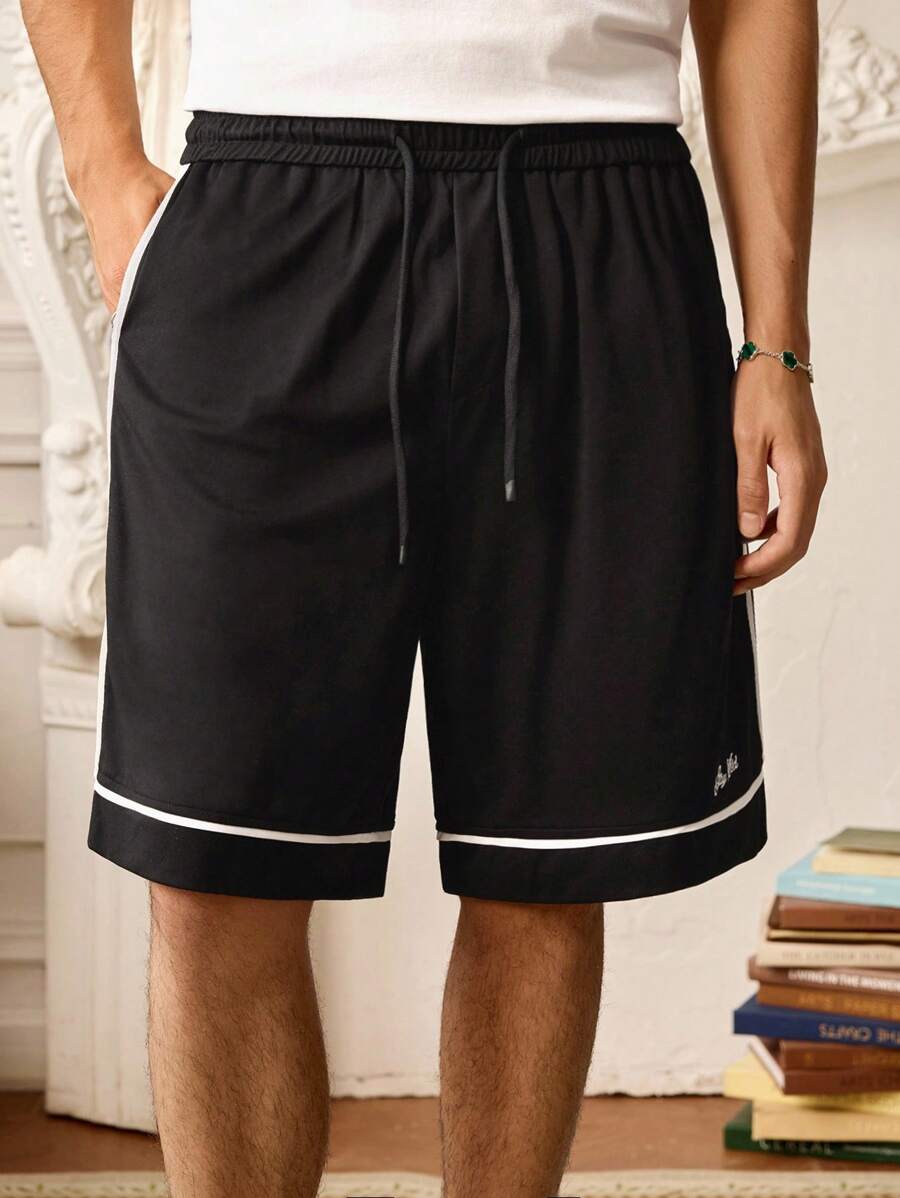 SWAVVY Herren Shorts mit Buchstabendruck, Kordelzug Taille, Taschen, locker und lässig
