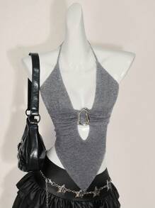 SHEIN ICON 美国性感吊带背心，夏季 - 灰色 - 查看 3