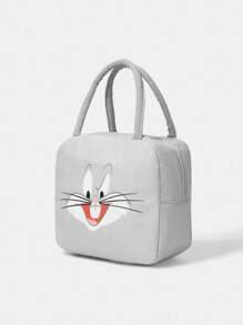 LOONEY TUNES X SHEIN 灰色卡通图案时尚手提包大容量便携保温饭盒 - 灰色 - 查看 4