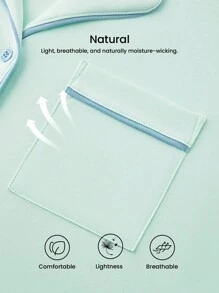 LUVLETTE Bộ đồ ngủ mùa hè mềm mại, 100% cotton nguyên chất, phối màu tương phản, tay ngắn, cài cúc đơn giản và quần dài, có túi, thoải mái ở nhà. - Màu xanh Bạc hà - Xem 5