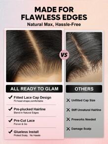 ALL READY WIG 13x4 预全蕾丝前额蜜金色挑染蓬松波浪窗帘刘海假发层次框架脸部预剪预漂白预拔魔法耳片适合所有头型 100% 真人发假发可染色加热 9AM 头发 - S4/27 - 查看 4