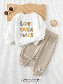 Cozy Pixies 2pcs Baby Boy Letter Graphic Knitted Soft Crew Neck Long Sleeve Hoodie And Drawstring Waist Ankle Length Pants Set Baby Casual Sets Cute Toddler Sets Neutral Baby Clothes Baby Set Autumn Winter Season Neutral Gender Baby Clothes Mocha Baby Clothes Neutral Baby Clothes Unisex Infant Boy Clothes Long Sleeve Baby Boy Pajama Bamboo Baby Boy Clothes Long Sleeve Fall - Multicolor - View 7