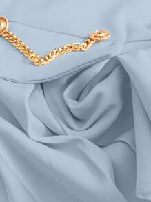 GlowEve 优雅褶饰链条迷你裙 - 淺藍色 - 查看 3