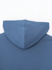 Teen Boy Letter Print Hooded Sweatshirt,In Fall/Winter - Blue - View 7