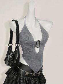 SHEIN ICON 美国性感吊带背心，夏季 - 灰色 - 查看 4