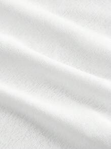 SHEIN MOD Women's Simple White Floral Embroidered Round Neck Mid-Sleeve T-Shirt, Summer,Back To School Clothes,Office Wear Women,Old Money Style Women,Teacher Outfits,Vacation Outfits Women - White - View 4