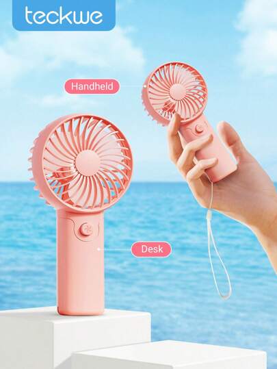 Teckwe Portable Fan Handheld Fan Personal Battery Operated Fan Electric Mini Fan For Stylish Women Girls Makeup Office Travel Camping Indoor Outdoor Back To School Holiday Vacation Summer Essentials, Pink