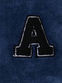 SHEIN Teenage Boy 2pcs/Set Letter & Graphic Hoodie Top With Straight Leg Pant Plush Sleepwear Set, Autumn/Winter,Ensemble Hiver,Winter Clothing,Fall Outfits,Fall Clothing,All Clothes For Kids - Navy Blue - View 5