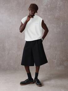 SUMWON 仅限会员 无袖棉质背心 休闲夏季肌肉 T 恤 街头时尚合身短款背心 带有淡蓝色徽标文字