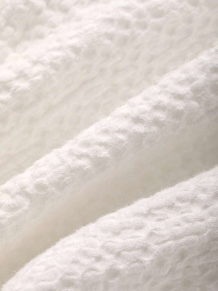 Women's Deep V-Neck Waist Cinched Puff Sleeve Super Cropped Textured Fabric Casual Shirt, Spring & Summer