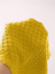 SHEIN LUNE Áo len chui đầu dệt kim cổ chữ V hở vai rộng rãi cho nữ mùa thu đông - Màu vàng - Xem 6