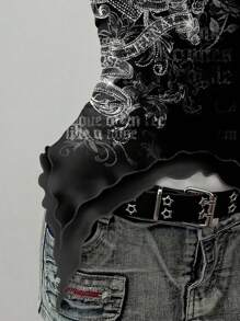 Attitoon Áo ba lỗ lưới in họa tiết hoa hồng và chữ Punk Grunge phong cách cổ điển dành cho nữ, Bohemian, phương Tây, Punk Rock, Y2K, Lễ hội âm nhạc, Boho, Bãi biển, Phong cách cô gái Miami mùa hè - Nhiều màu - Xem 4