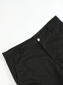 Manfinity Homme 男士直筒针织黑色基本款长裤，休闲男士的理想之选，修身弹力裤，黑色慢跑裤，男士黑色正装裤，修身黑色长裤，秋季款 - 黑色 - 查看 4