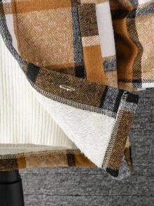 小男孩格子单排扣休闲连帽夹克 - 棕色 - 查看 8