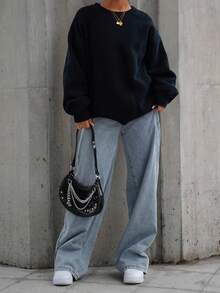 SAYEHFBABY Casual Washed Straight Leg Jeans Pants