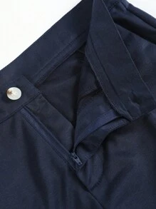 Manfinity Homme 男士休闲纯色紧身裤男士修身裤修身慢跑裤男士深蓝色裤子男士海军蓝裤子男士海军蓝长裤，秋季 - 藏蓝色 - 查看 8